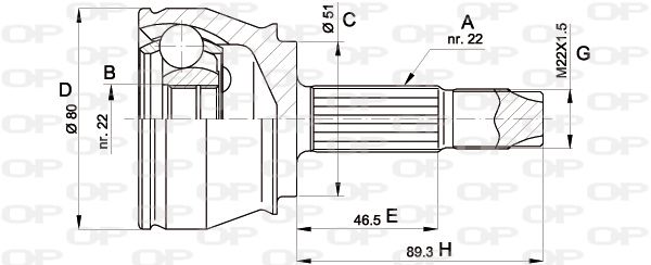 OPEN PARTS Šarnīru komplekts, Piedziņas vārpsta CVJ5361.10